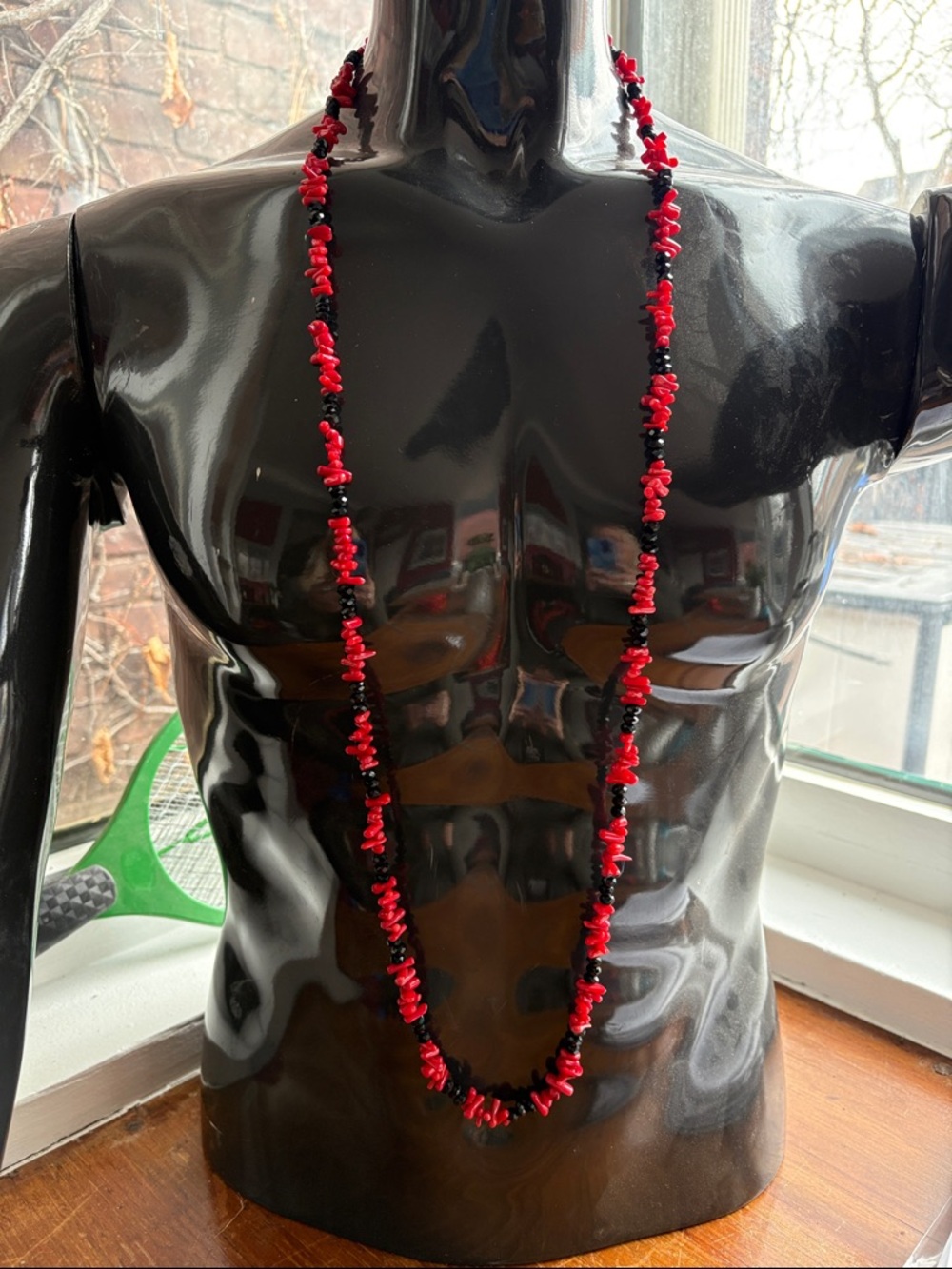 Red and Black Beaded Long Necklace - Women Jewelry